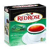 Red Rose Tea Bags Naturally Decaffeinated Premium Blended Left Picture